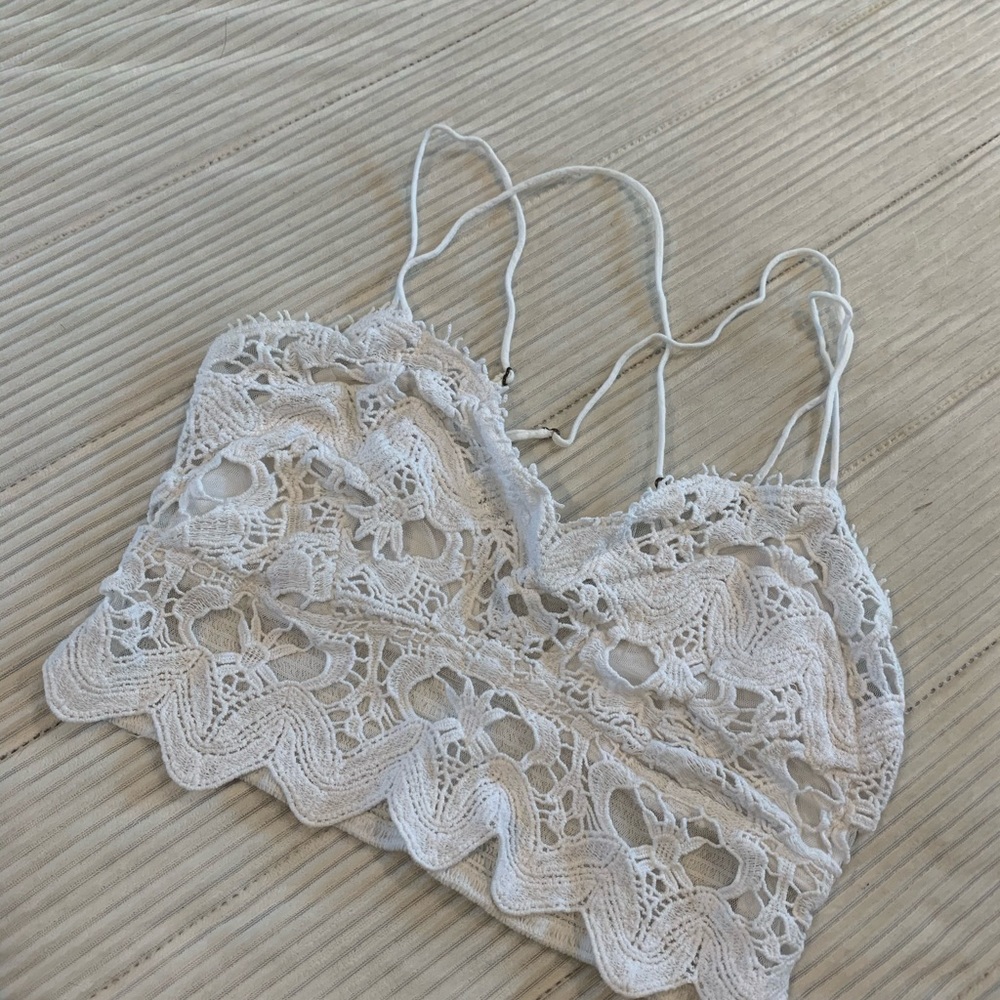 White lace crop top